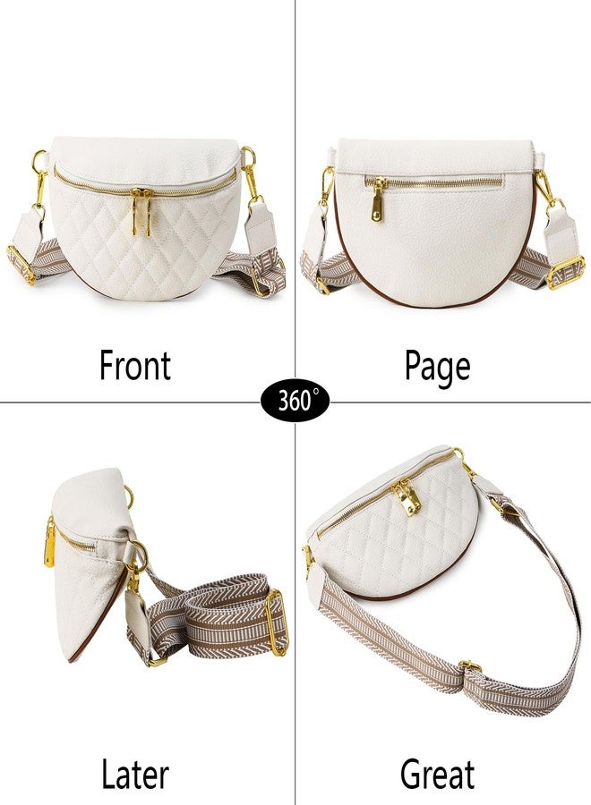 Beejirm Crossbody Fanny Packs for Women - Faux Leather Crossbody Bag with Chest Strap, Small Waist Pack & Belt Clip (Cream) - Image 2